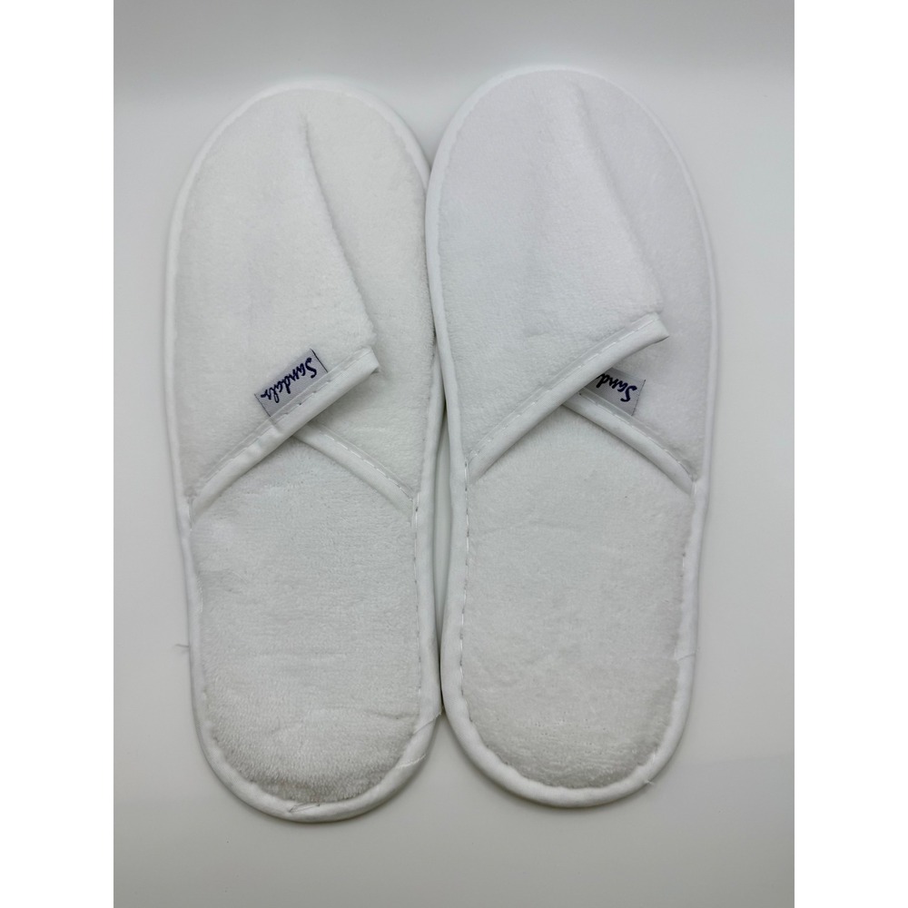 Sandals Resorts White Terry Cloth Spa Slippers with Dust Bag One Size Womens‎